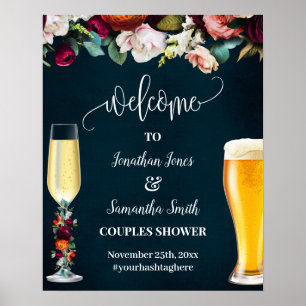 Poster Vinho Azul Marinho Bolhas e Cervejas Casais Bem-vi