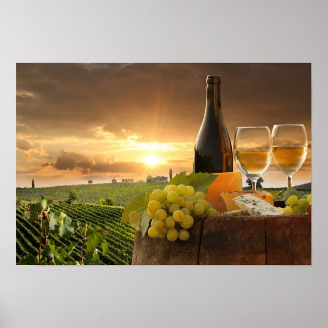 Poster Vinho Branco Com Cano No Vinear De Chianti (Frente)