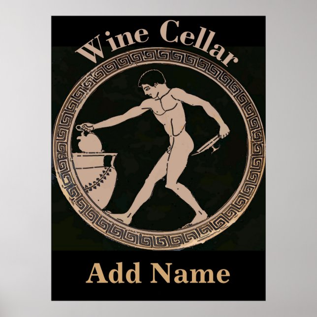 Póster Vinho Celar Homem Antigo adiciona nome, (Frente)