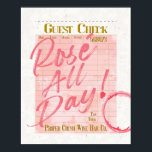 Poster Vinho do dia todo com Champagne Rosé para recebime<br><div class="desc">Champanhe de Recebimento de Verificação de Convidado | Champanhe rosado Rosé All Day | Champanhe de espuma | Manchas de anéis de vinho | Decoração do carrinho de Bar | Boho Feminina | Trendy Modern Colortion Diverful (Diversão Colorida Moderna de Tendência) | Efeito de aquarela | Dorm Decor | Pink-Dourado...</div>
