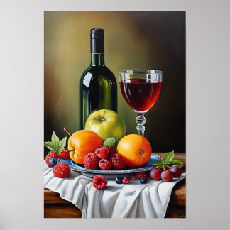 Poster Vinho e Comida Espalhar Arte Imprimível
