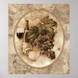 Póster Vinho e queijo
