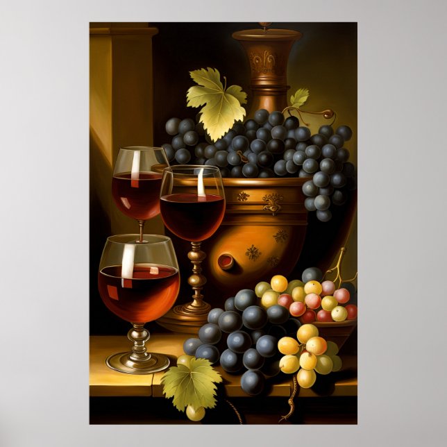 Poster Vinho E Uvas Tinto (Frente)