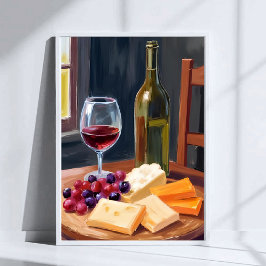 Poster Vinho & Queijo | Pintura a Óleo
