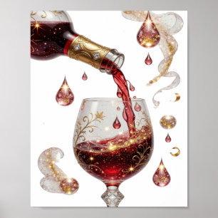 Poster Vinho Tinto Ouro Clássico