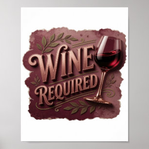 Poster Vinho Tinto Ouro Moderno REQUERIDO