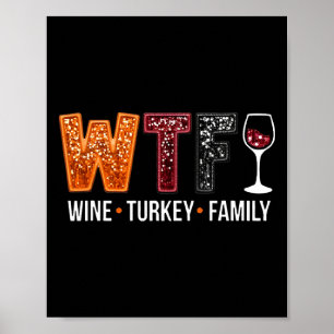 Poster Vinho Wtf Peru Família Divertido Dia de Ação de Gr