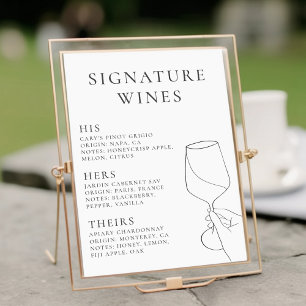 Poster Vinhos com Assinatura Moderna Chic