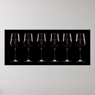 Poster Vinhos com vinho tinto em preto