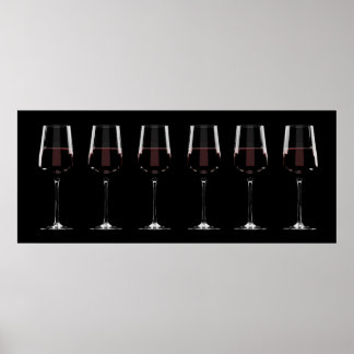 Poster Vinhos com vinho tinto em preto