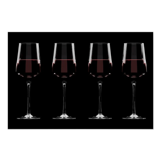 Póster Vinhos com vinho tinto em preto (Frente)