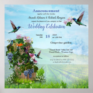 Poster Vinhos-de-vidro, aspiradores de mel e aves-de-gali