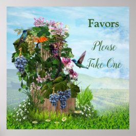 Poster Vinhos-de-vidro, crepúsculos-de-mel e aves-de-cabr