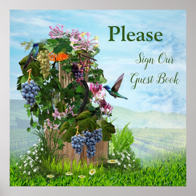 Poster Vinhos-de-vidro, crepúsculos-de-mel e aves-de-cabr (Frente)