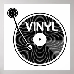 Póster Vinil Record Turntable Black and White
