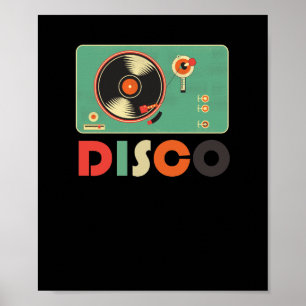 Poster Vinil retro do disco dos controladores do DJ do