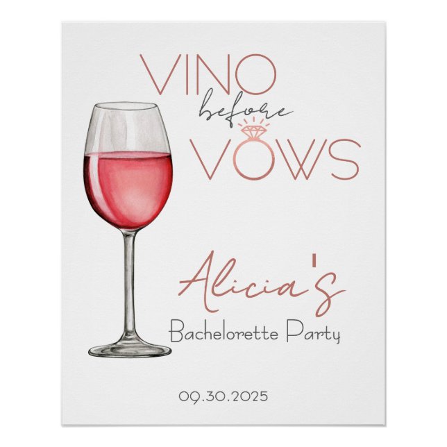 Póster Vino Antes de Vows Bachelorette / Sinal do Partido (Frente)