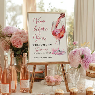 Poster Vino Antes de Vows Chá de panela de vinho Bem-vind