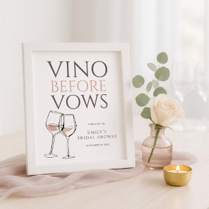 Poster Vino Antes dos Votos Doodle Vinho Bem-vindo Chá de