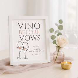 Poster Vino Before Vows Doodle Wine Welcome Bridal Shower