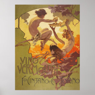 Poster Vino Vermouth - Anúncio Vintage Italiano