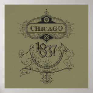 Póster Vintage 1837 de Chicago