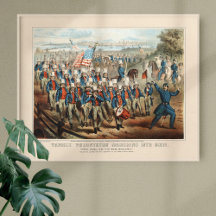 Vintage 1862 Voluntários Yankee entrando em Dixie
