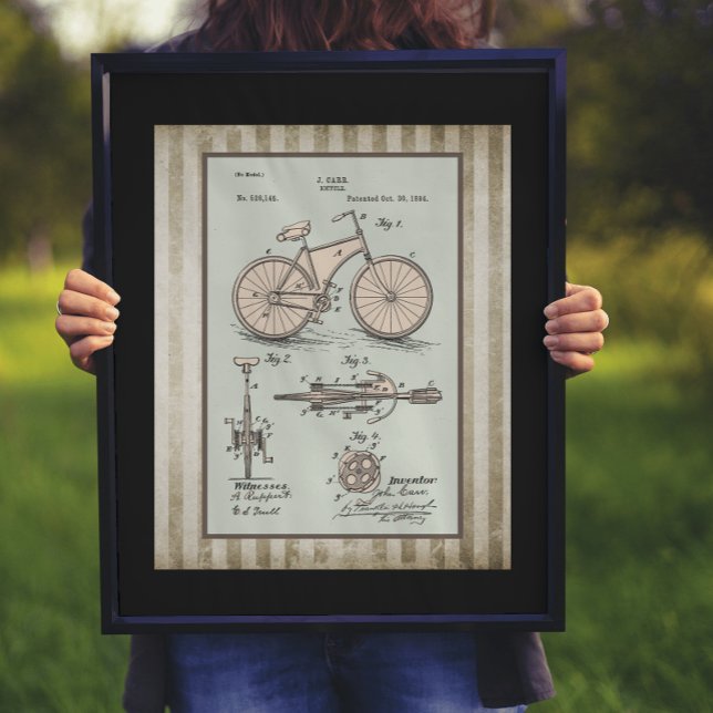 Poster Vintage 1894 Carr Bicycle Patent (Criador carregado)