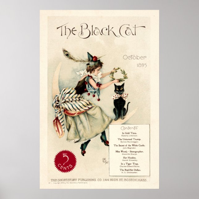 Poster Vintage 1895, Cobrir "O Gato Negro" (Frente)