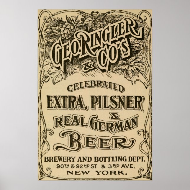 Póster Vintage 1908 Brewery and Beer Ad (Frente)