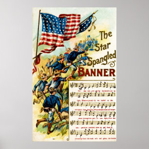 Póster Vintage 1908 da bandeira star spangled