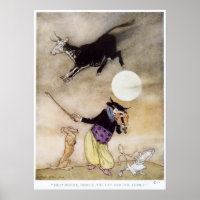 Vintage 1913 "Cat And The Fiddle", por A. Rackham