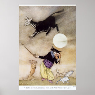 Poster Vintage 1913 "Cat And The Fiddle", por A. Rackham