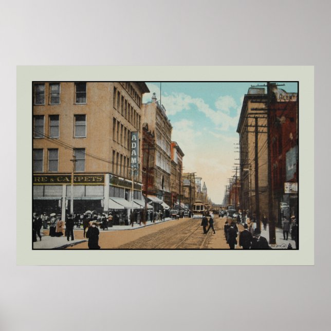Poster Vintage 1914 Queen Street, Toronto, Canadá (Frente)
