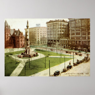 Póster Vintage 1915 quadrado do búfalo NY de Lafayette