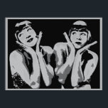 Póster vintage 1920 flapper girl pop art, grayscale<br><div class="desc">Pop-arte inspirada numa foto das Irmãs G. (Eleanor Gutchrlein e Karla Gutchrlein),  modelos e dançarinos que eram famosos no final do 1920 e início dos anos 30. Entre em contato conosco para obter versões personalizadas (ou cores) ou se você quiser que esta arte apareça em outro presente Zazzle.</div>