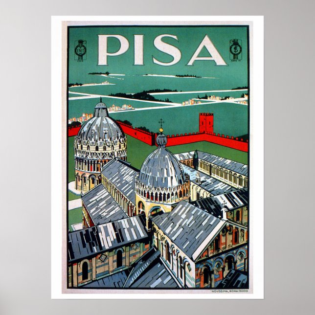Póster Vintage 1920 italiano Pisa (Frente)