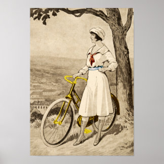 Póster Vintage 1920 Woman Bicycle Advertisement