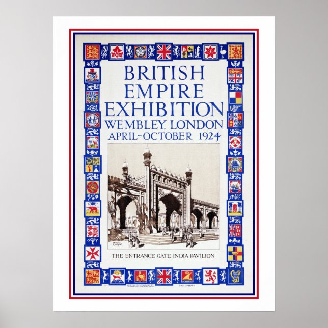 Poster Vintage, 1924, Anúncio da Exposição Império Britân (Frente)