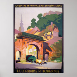 Póster Vintage 1925 La Lorraine Pittoresque Viagem francê
