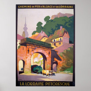 Póster Vintage 1925 La Lorraine Pittoresque Viagem francê