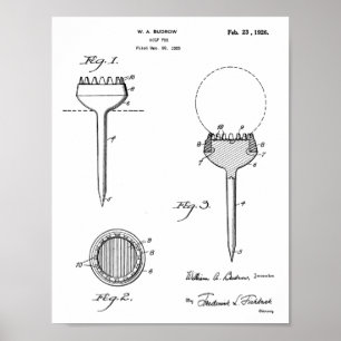 Poster Vintage 1926 Golf Ball Tee Design Patent Art Impre