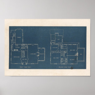 Póster Vintage 1927 House Design 10A7 Layout Print