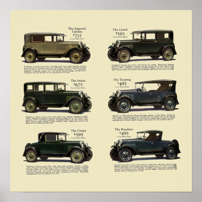 Poster Vintage 1928 Car Automobile Advertisement (Frente)