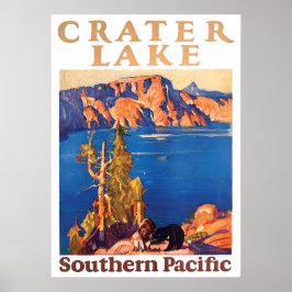 Poster Vintage 1928 Crater Lake Southern Pacific Viagem