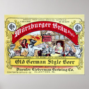 Poster Vintage 1935 Daeufer-Lieberman Beer label
