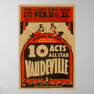 Poster vintage 1938 de All Star WPA do vaudeville