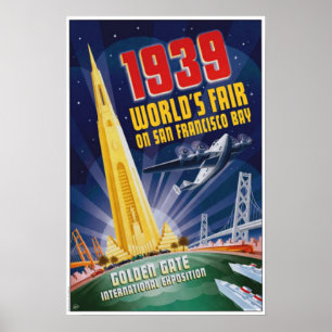 Poster vintage 1939 da feira de mundo de San