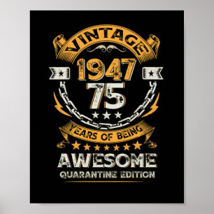 Poster Vintage 1947 75º aniversário 75 anos
