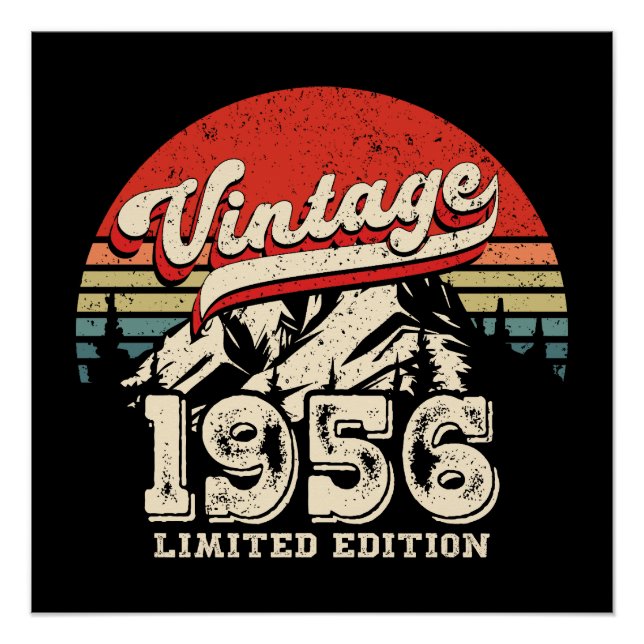 Póster Vintage 1956 Birthday Gift Retro 70th Bday (Frente)